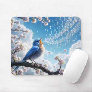 Mousepad Bluebird cantando em uma ramificação da árvore de