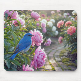 Mousepad Bluebird On a Pink Peony