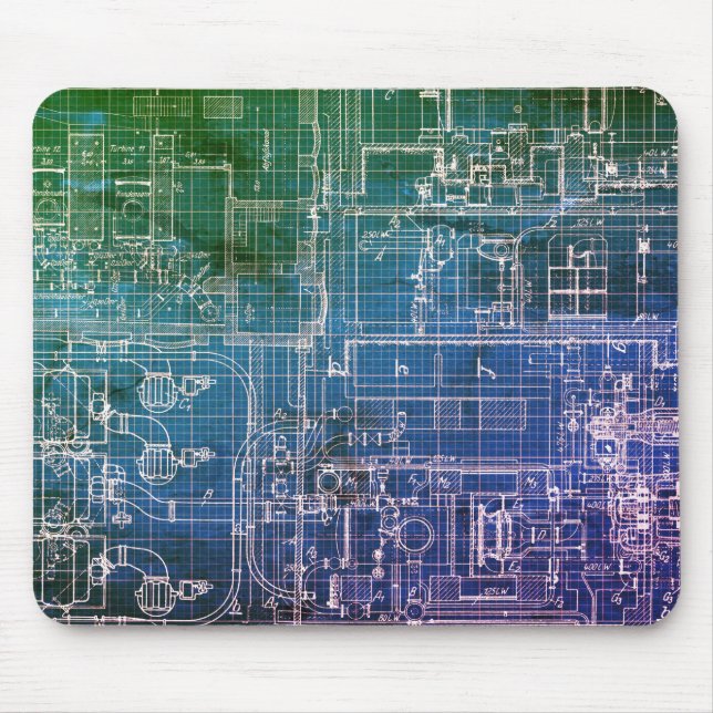 Mousepad Blueprint do Engenheiro de tecnologia (Frente)