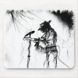 Mousepad Blues Music Guitar Player e Banda no Palco