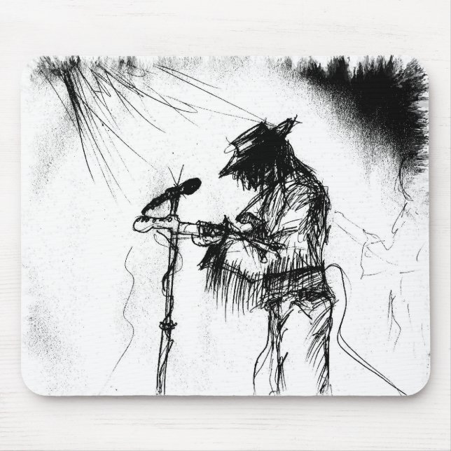 Mousepad Blues Music Guitar Player e Banda no Palco (Frente)