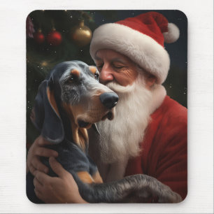 Mousepad Bluetick Coonhound Com Papai Noel Natal