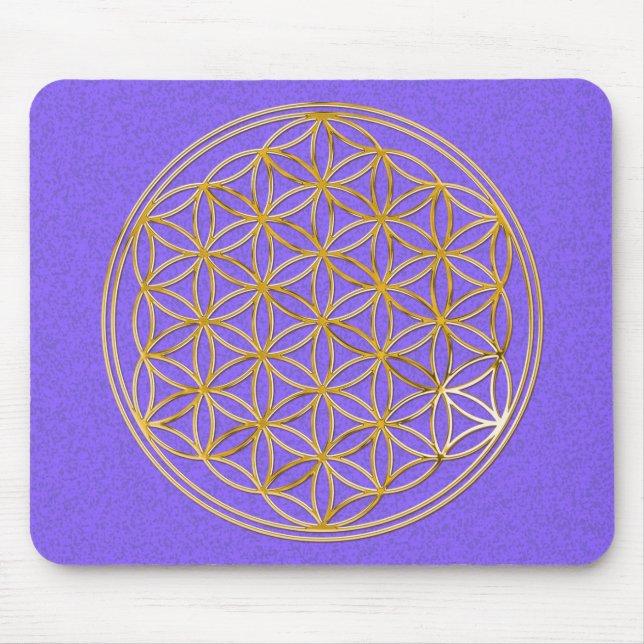 Mousepad Blume des Lebens / dourado lila splatter BG (Frente)