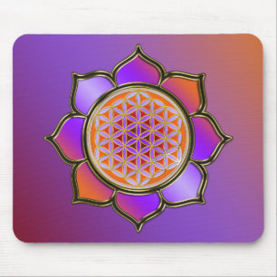 Mousepad Blume des Lebens Lotus - laranja violeta/colorido