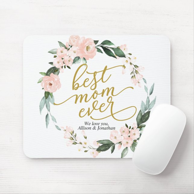 Mousepad Blush Floral Wreath Melhor Dia de as mães Da Mãe (Com mouse)
