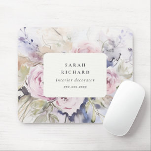Mousepad Blush Lilac Watercolor Rosa Floral Bunch Business