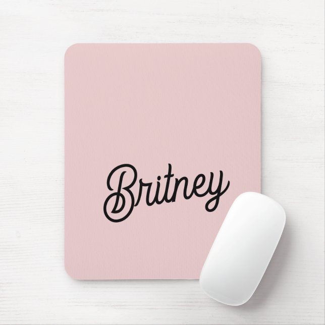 Mousepad Blush Moderno Rosa Poente Monograma e Nome  (Com mouse)