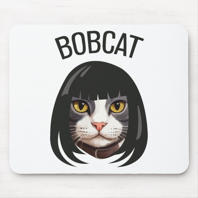 Mousepad Bobcat Funny Cat Bob Haircut Trending Comedy Cat G (Frente)