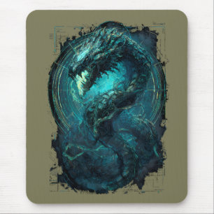Mousepad Bobina Espectral Serpente Cyberpunk Arte Sombria
