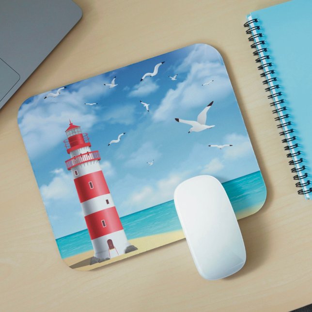 Mousepad Bocal de Seagull do Farol de Praia (Criador carregado)