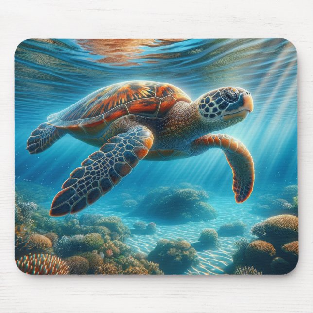 Mousepad Bocal de Tartaruga do Mar Verde (Frente)