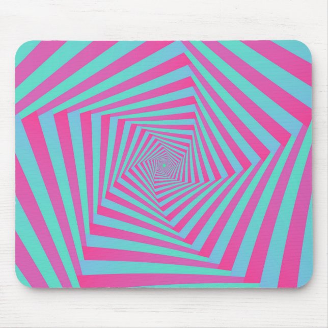 Mousepad Bocal espiral do Pentágono rosa e azul (Frente)