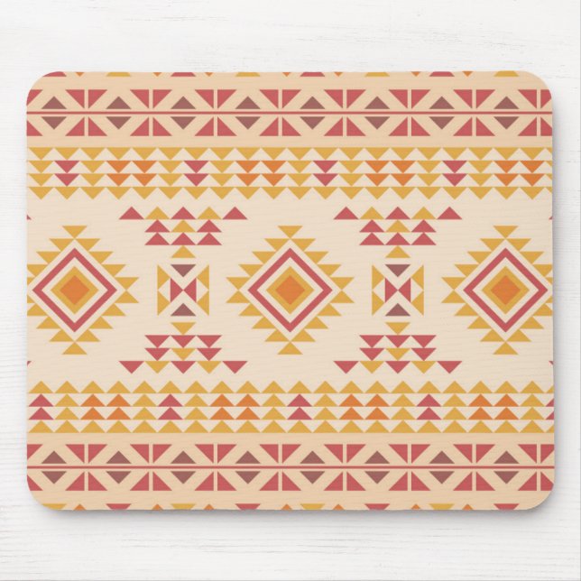 Mousepad Boho Aztec Coágulo Tribal em Leve Rosa + Laranja (Frente)