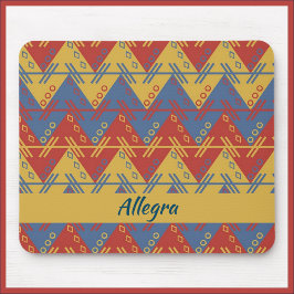 Mousepad Boho Aztec Style Blue Red e Dourado