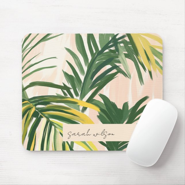 Mousepad Boho Blush Green Palm Sai da Praia (Com mouse)