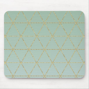 Mousepad Boho Bohemian Chic Dourado & Mint Glifo Geométric
