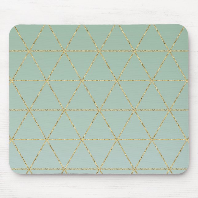 Mousepad Boho Bohemian Chic Dourado & Mint Glifo Geométrico (Frente)