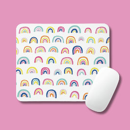 Mousepad Boho Branco Multi Arco-íris