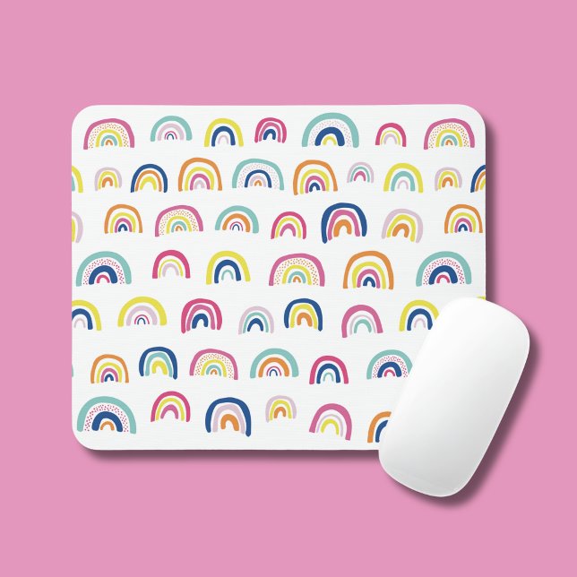 Mousepad Boho Branco Multi Arco-íris (Rainbow pattern mouse mat)
