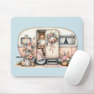 Mousepad Boho Camper com Floral Wreath & Pastels Rosa