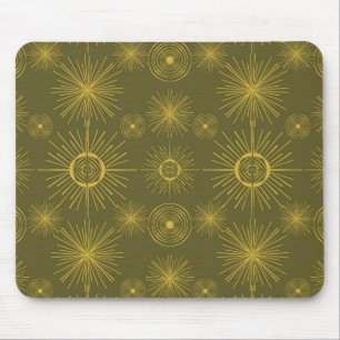 Mousepad Boho Celestial Sun Stars Padrão Verde