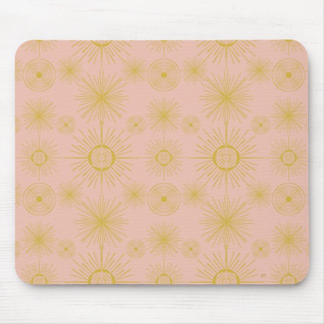 Mousepad Boho Celestial Sun Stars Pink Padrão (Frente)
