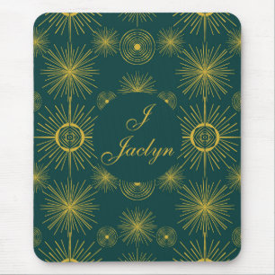 Mousepad Boho Celestial Sun Stars Teal Green