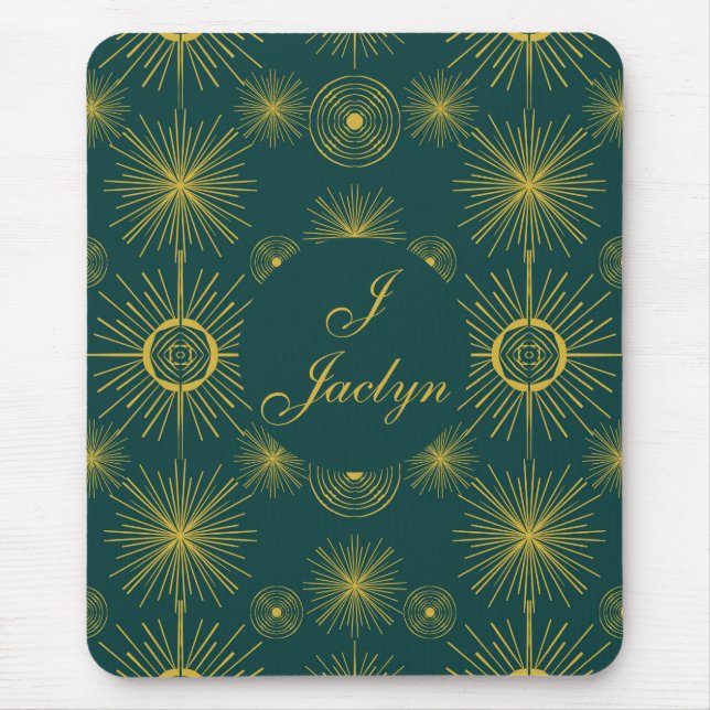 Mousepad Boho Celestial Sun Stars Teal Green (Frente)