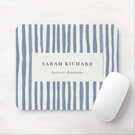 Mousepad Boho Chic Azul Desbotado Listras Desenhadas à Mão 