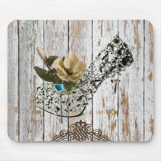 Mousepad boho chic barn wood ruscountry casamento (Frente)