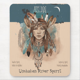 Mousepad Boho Chic Fearless Girl Trabalho de arte com Borda