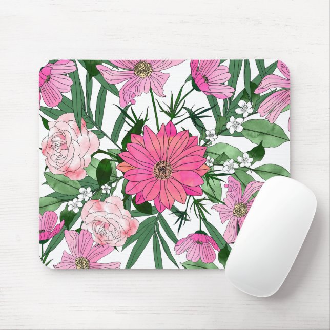 Mousepad Boho chic garden floral design (Com mouse)