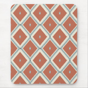 Mousepad Boho Chic Terracota e Indigo Geométrico Ikat Pat