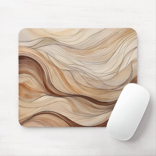 Mousepad Boho Earth Tones Modern Flowing Lines (Com mouse)
