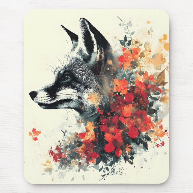 Mousepad Boho Floral Fox Willife Nature (Frente)