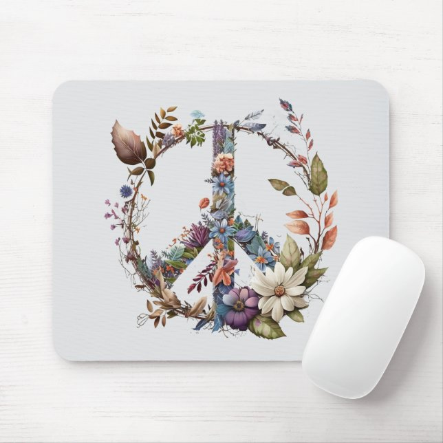 Mousepad Boho Hippy 60s 70s Peace Sign (Com mouse)