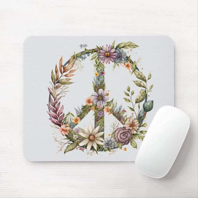 Mousepad Boho Hippy 60s 70s Peace Sign (Com mouse)