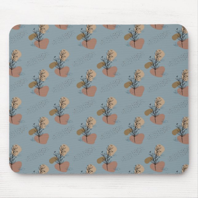 Mousepad Boho Padrão Botânico Mocha Mousse e Acentos (Frente)