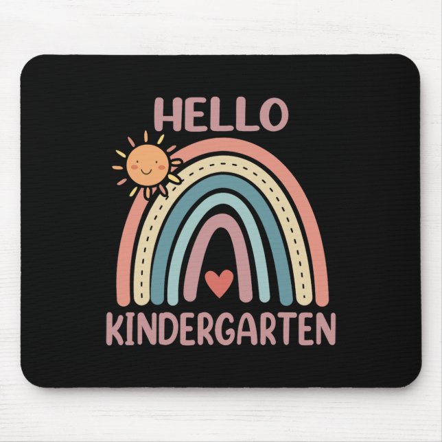 Mousepad Boho Rainbow Heart For Teachers Women Hello Kinder (Frente)