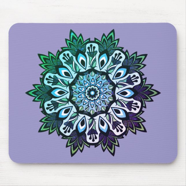 Mousepad Boho Sage Green Flower Mandala (Frente)