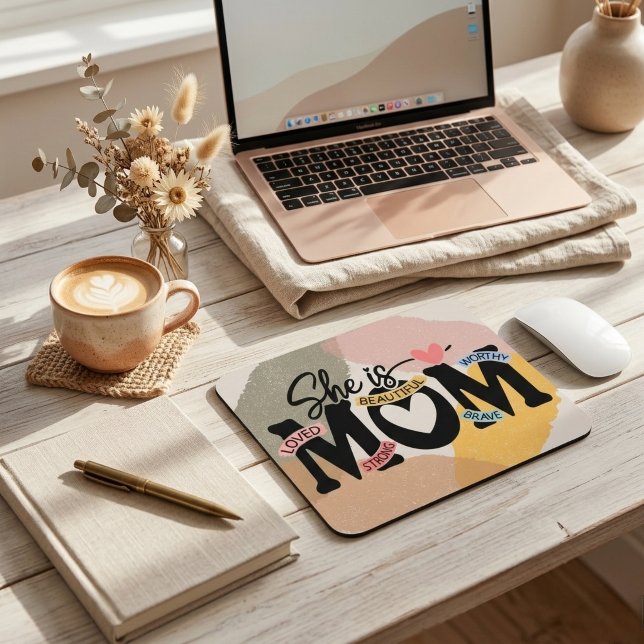 Mousepad Boho Terroso Divertido Citações Maternas Abstratas (Criador carregado)