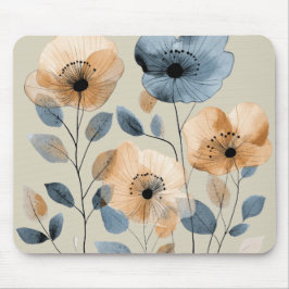 Mousepad Boho Watercolor Floral Blue Peach