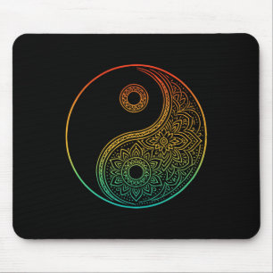 Mousepad Boho Yin Yang Mandala Zen Meditação Taoísmo Tai Ch