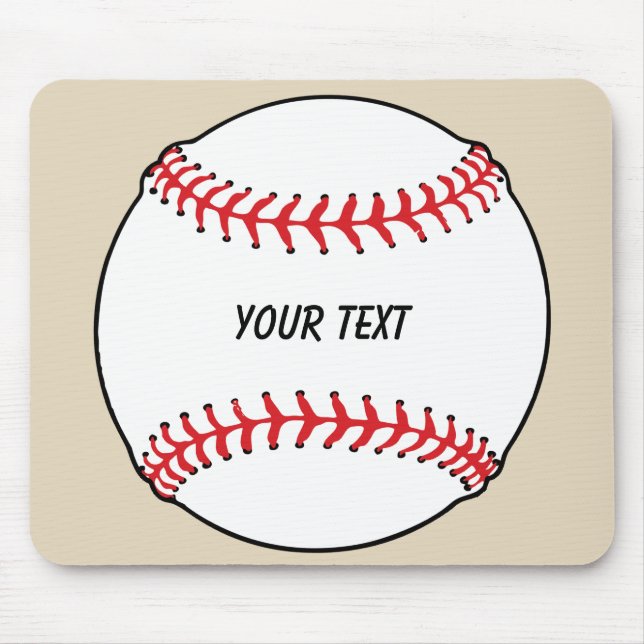 Mousepad Bola de Baseball com Texto Personalizado (Frente)