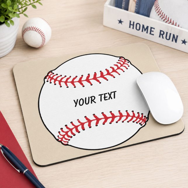 Mousepad Bola de Baseball com Texto Personalizado (Criador carregado)