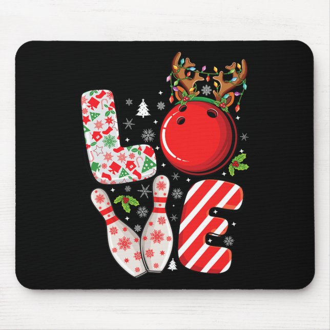 Mousepad Bola de boliche de xmas e pinos de Natal correspon (Frente)
