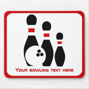 Mousepad Bola de boliche e pinos vermelho e preto
