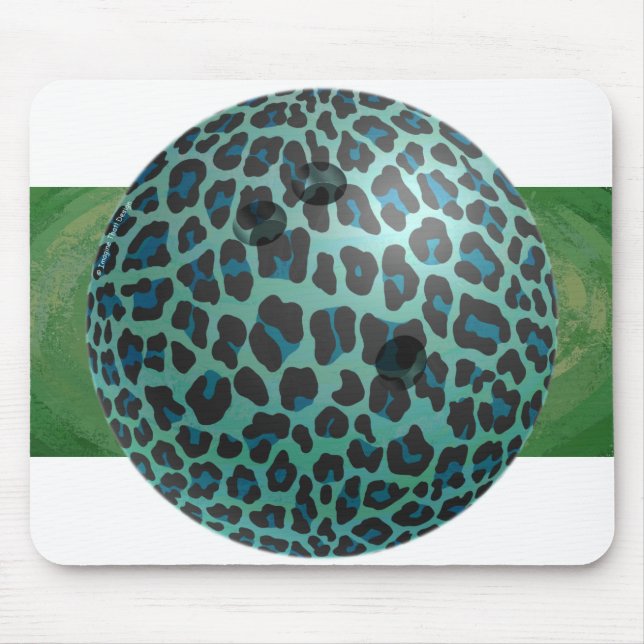 Mousepad Bola de boliche Leopard Teal (Frente)