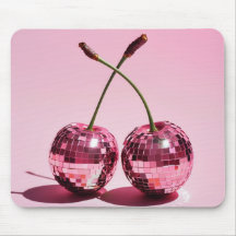 Bola de Disco Rosa Cerejas Vermelhas Rosa