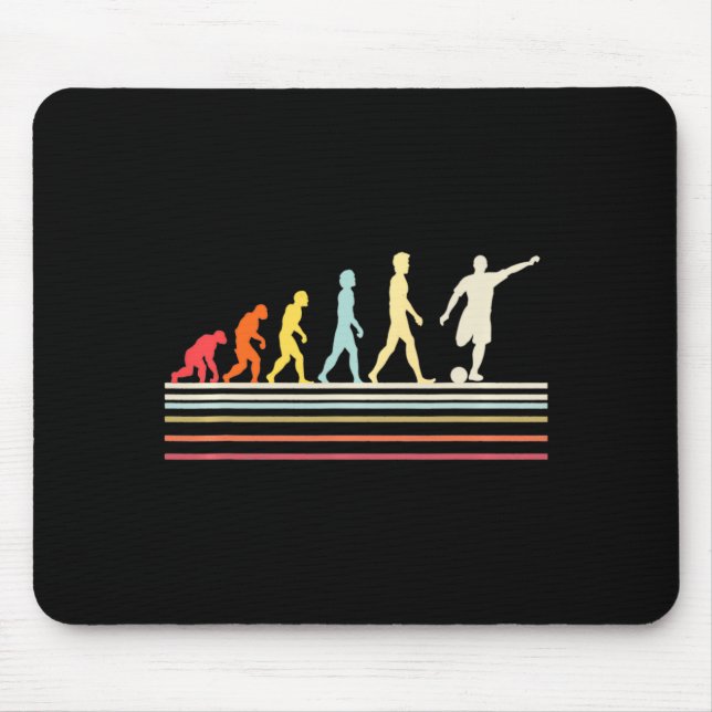 Mousepad Bola de Futebol Chute Evolução Humana Estilo Retro (Frente)